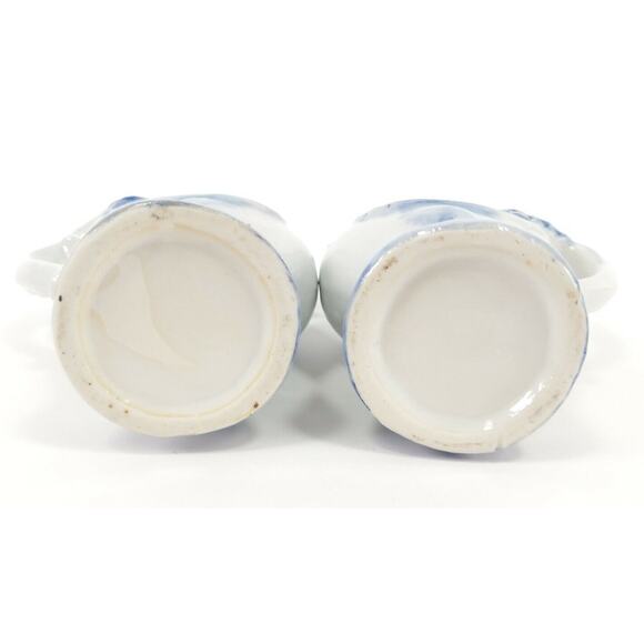 Blue and White Porcelain Rooster Pitcher Style Bud Vases - set of 2, Unmarked - Picture 6 of 6